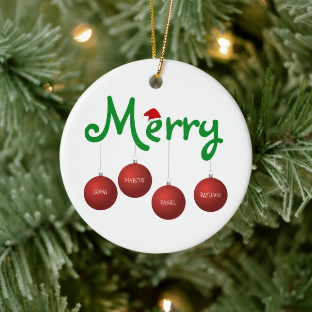 Feliz familia navideña de cuatro ornamentos Person (Árbol)