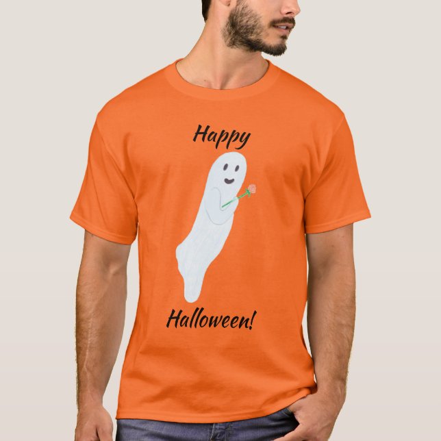 Feliz Fantasma de Halloween con camisetas Rosas Na (Anverso)