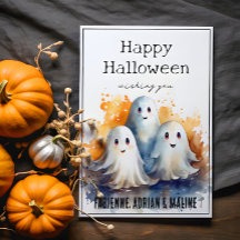 Feliz Fantasma Familia Halloween Tarjeta de saludo