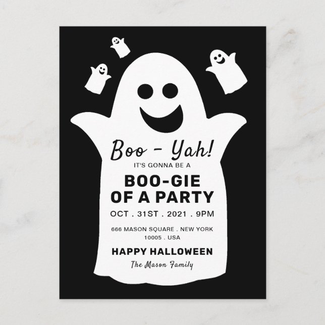 Feliz fantasma, invitación de la fiesta de Hallowe (Anverso)