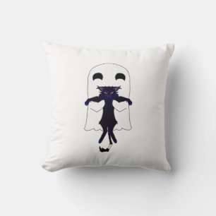 Feliz fantasma y Cojín decorativo de gato negro tr