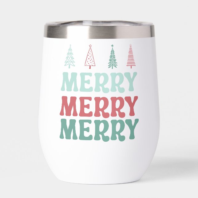 Feliz Feliz Feliz con árboles de Navidad boho past (Trasero)