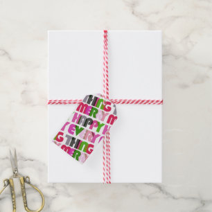 Feliz feliz todo etiqueta colorida del regalo de