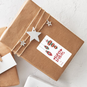 Feliz feriado a/desde la etiqueta de regalo de orn