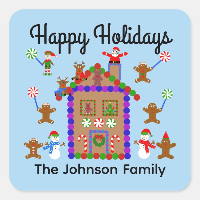Feliz feriado a los Pegatinas de Gingerbread House (Anverso)