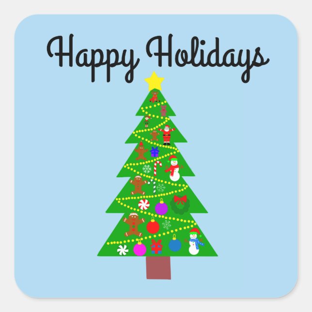 Feliz feriado Árbol de Navidad #1-2 Pegatinas (Anverso)