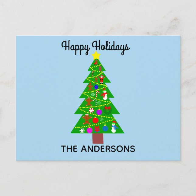 Feliz feriado Árbol de Navidad #1 postal (Anverso)