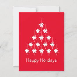 Feliz feriado blanco rojo nieve Stars Tree card