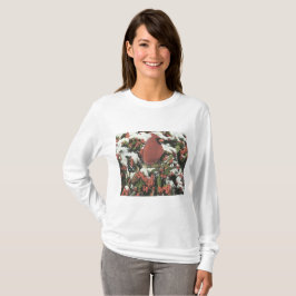 Feliz feriado cardenal Long Sleeve Camisa de Mujer