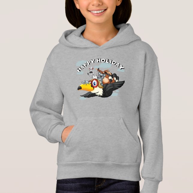Feliz feriado | Chica de niños Pullover Hoodie (Anverso)