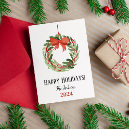 Feliz feriado Feliz Navidad Wreath Tarjeta plegada