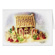 Feliz feriado Gingerbread House Blank Card
