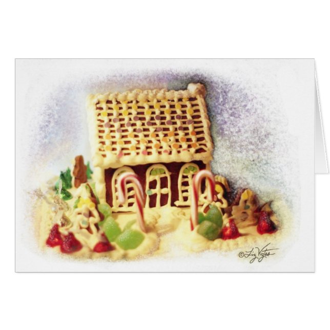 Feliz feriado Gingerbread House Blank Card (Anverso (Horizontal))