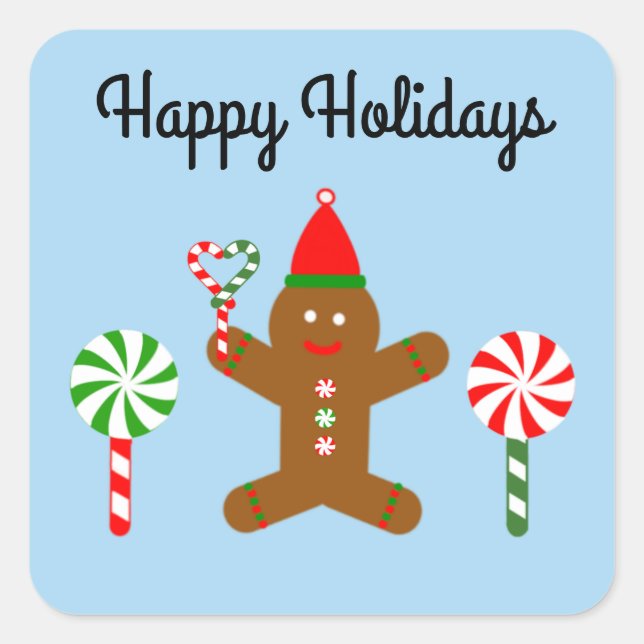 Feliz feriado Gingerbread Man #1-2 Pegatinas (Anverso)