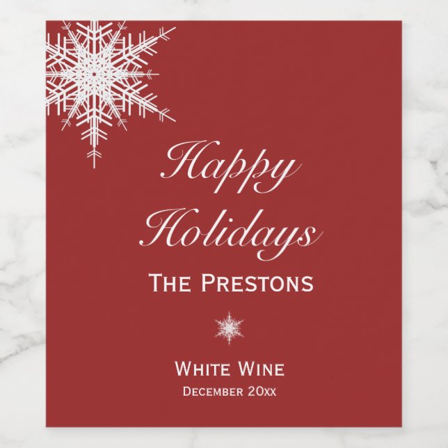 Feliz feriado invierno Etiqueta de vino de copo de (Etiqueta única)