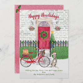 Feliz feriado Irlandés Wolfhound Bicicleta Puerta
