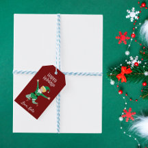Feliz feriado jolly Elf Navidades etiqueta de rega