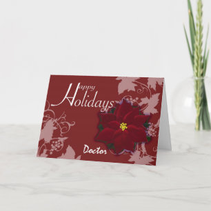 Feliz feriado Médica Navidades Tarjeta Poinsettia