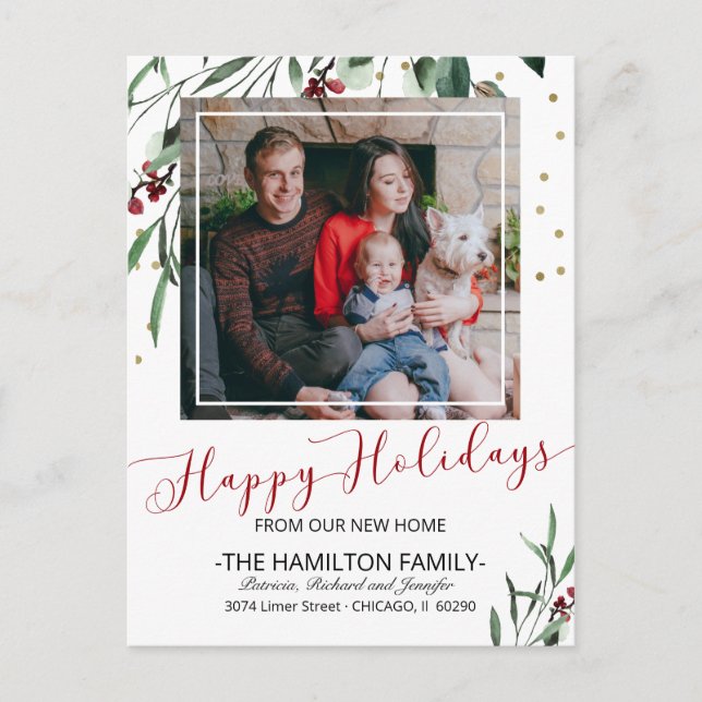 Feliz feriado nuevo hogar Moving Invitación Photo (Anverso)