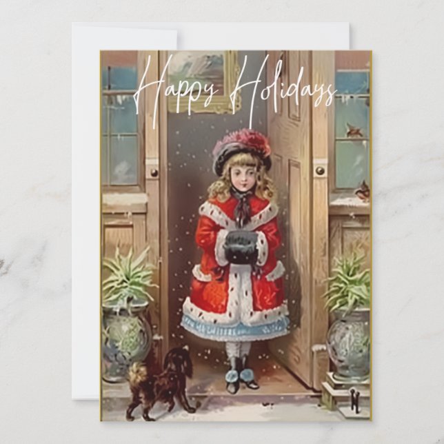 Feliz feriado tarjeta de felicitación del Chica vi (Anverso)