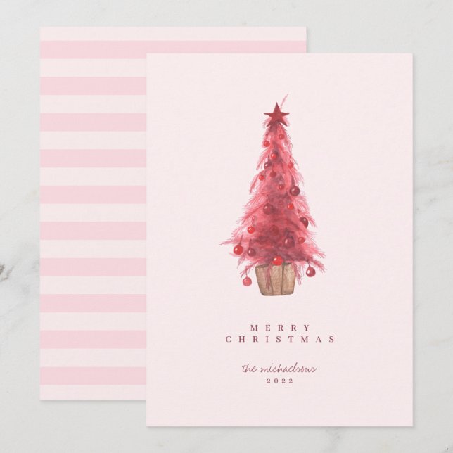 FELIZ FESTIVAL Árbol de Navidad Rosa (Anverso / Reverso)