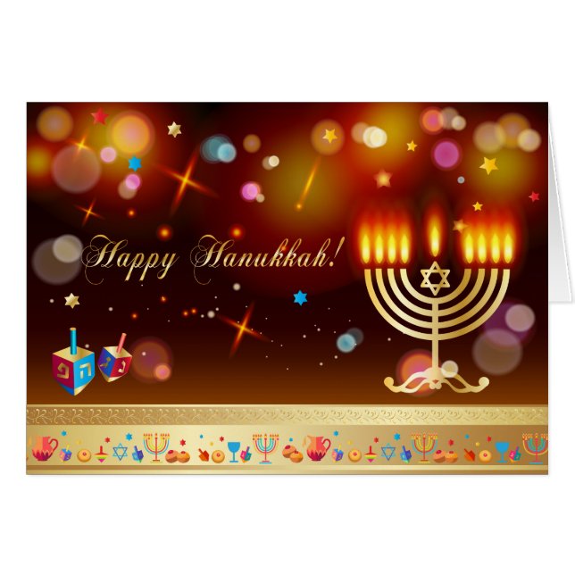 Feliz Festival Hanukkah de las Luces (Anverso (Horizontal))
