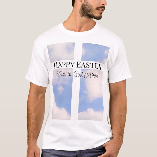 Feliz Fideicomiso de Pascua en Dios camiseta azul  (Anverso)