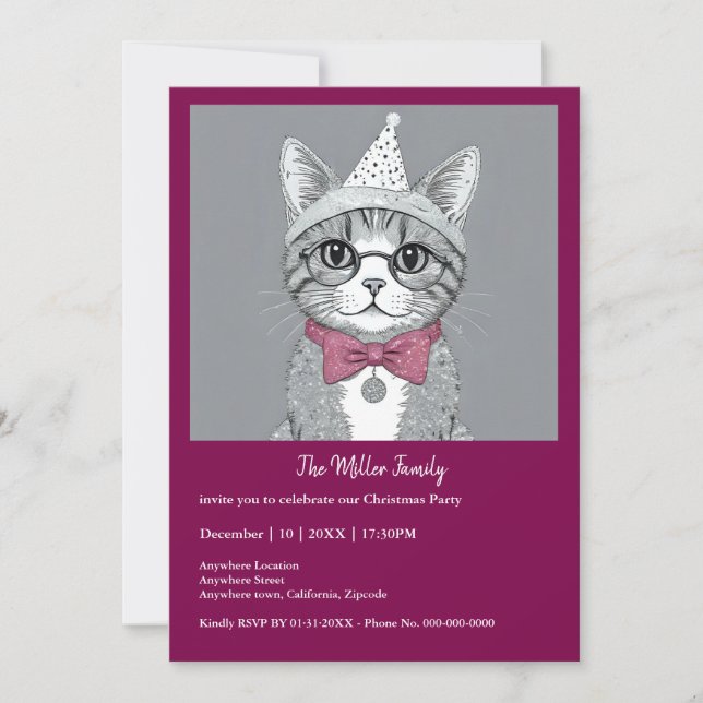 Feliz fiesta de Año Nuevo - Gato disfrazado (Anverso)