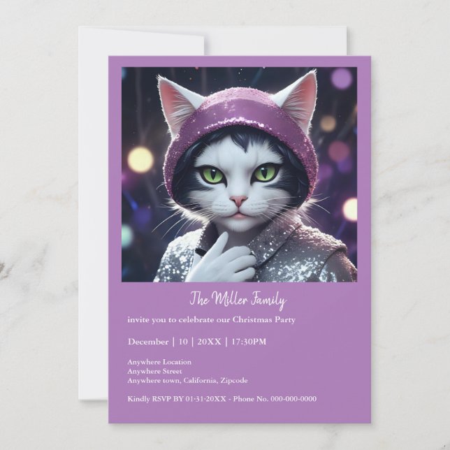 Feliz fiesta de Año Nuevo - Gato disfrazado (Anverso)