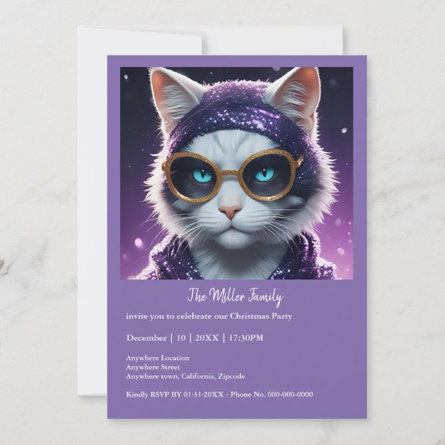 Feliz fiesta de Año Nuevo - Gato disfrazado (Anverso)