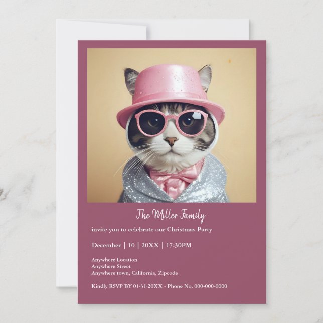 Feliz fiesta de Año Nuevo - Gato disfrazado (Anverso)