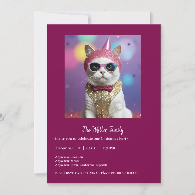 Feliz fiesta de Año Nuevo - Gato disfrazado (Anverso)