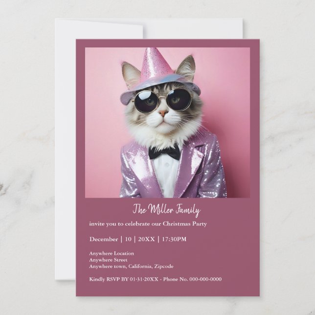 Feliz fiesta de Año Nuevo - Gato disfrazado (Anverso)