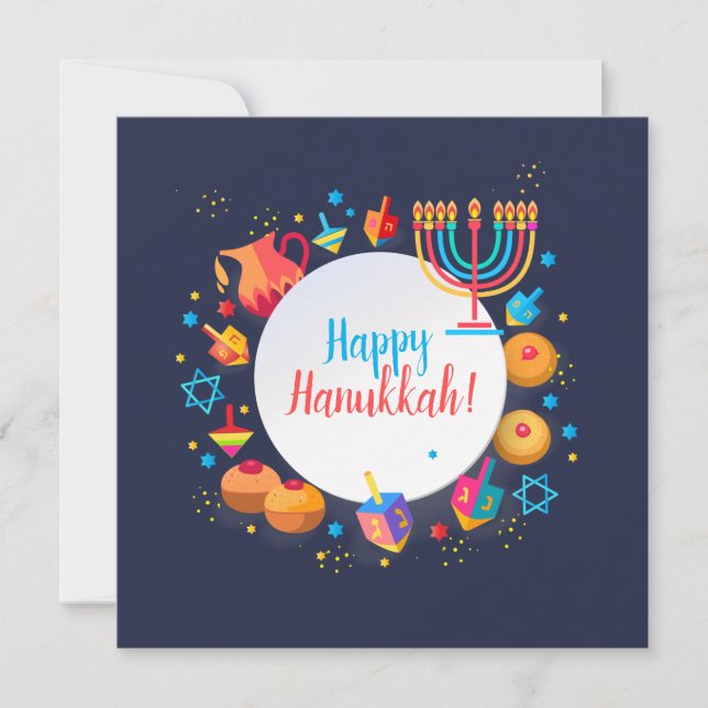 Feliz Fiesta Hanukkah Decoración Hermosa (Anverso)