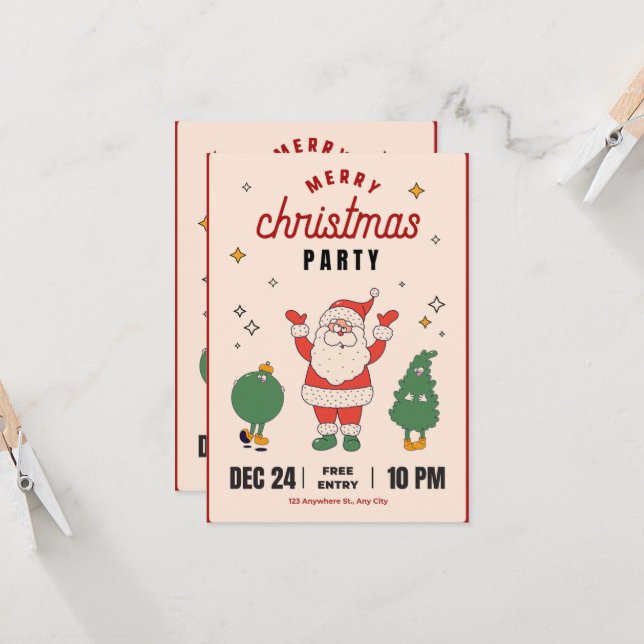 Feliz Fiesta navideño con Santa Invitación (Anverso/Reverso In Situ)