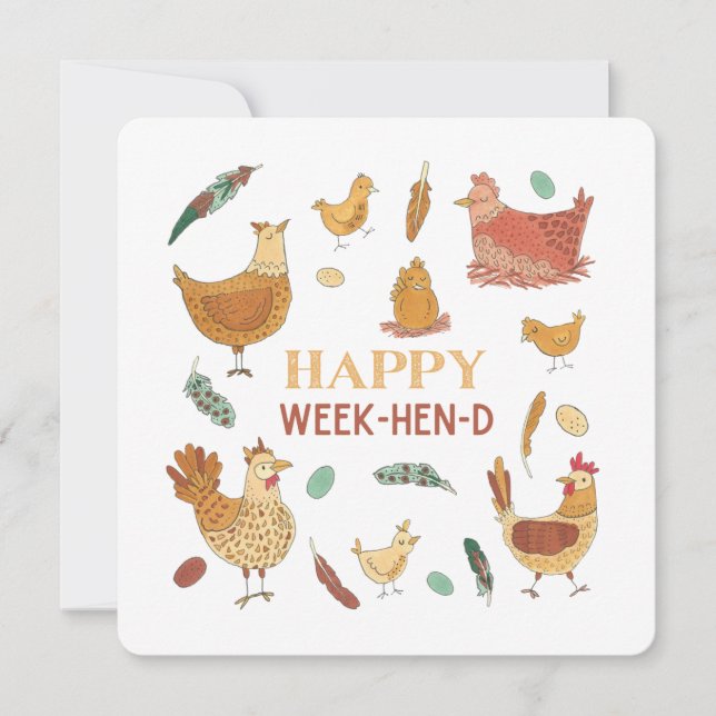 Feliz fin de semana divertida Hen Pun Cute Chicken (Anverso)
