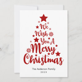 Feliz Forma De Árbol De Navidad En Tarjeta De Navi