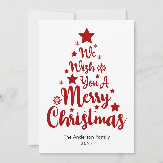 Feliz Forma De Árbol De Navidad En Tarjeta De Navi (Anverso)