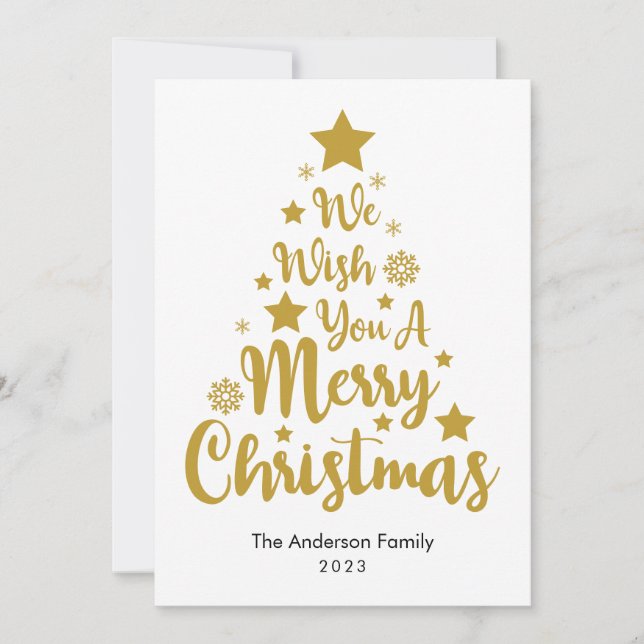 Feliz Forma De Árbol De Navidad En Tarjeta De Navi (Anverso)