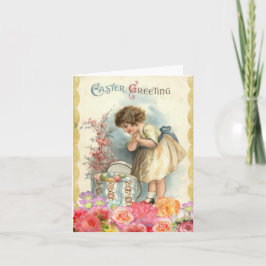 Feliz foto de Pascua con la tarjeta de Pascua