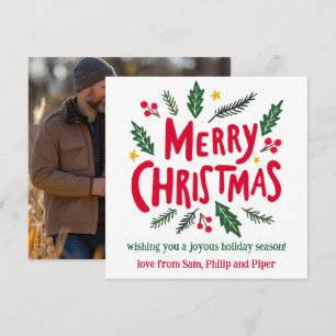 FELIZ FOTO DE PERSONALIZADO DE NAVIDAD A MANO