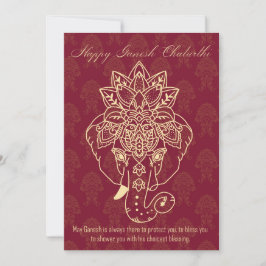Feliz Ganesh Chaturthi, texto propio, burgundy