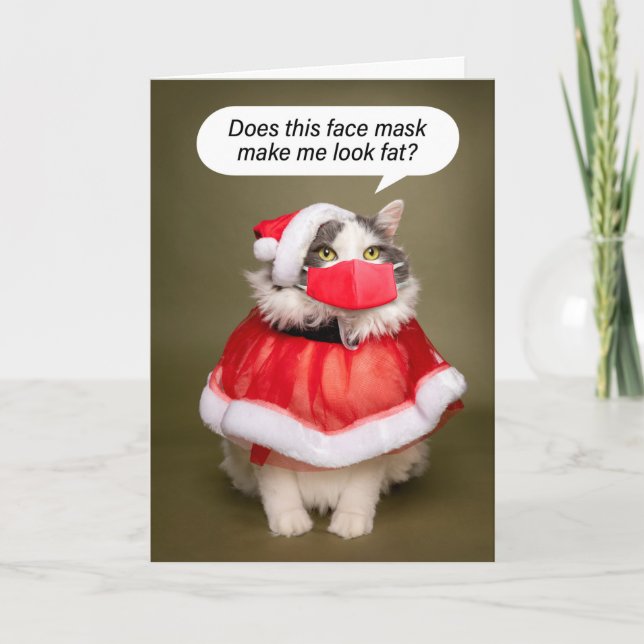 Feliz Gato de Grasa de Navidad en Santa Hat y Másc (Anverso)