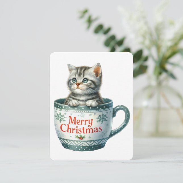 Feliz Gato De Navidad En Una Mug - Navidades (Anverso de pie)