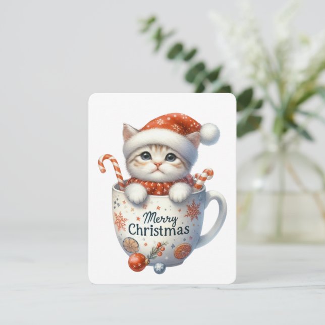Feliz Gato De Navidad En Una Mug - Navidades (Anverso de pie)