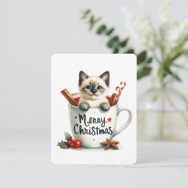 Feliz Gato De Navidad En Una Mug - Navidades (Anverso de pie)