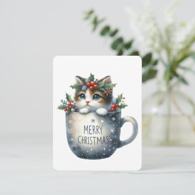 Feliz Gato De Navidad En Una Mug - Navidades (Anverso de pie)
