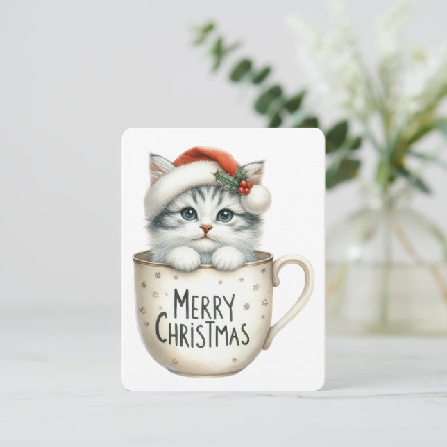 Feliz Gato De Navidad En Una Mug - Navidades (Anverso de pie)
