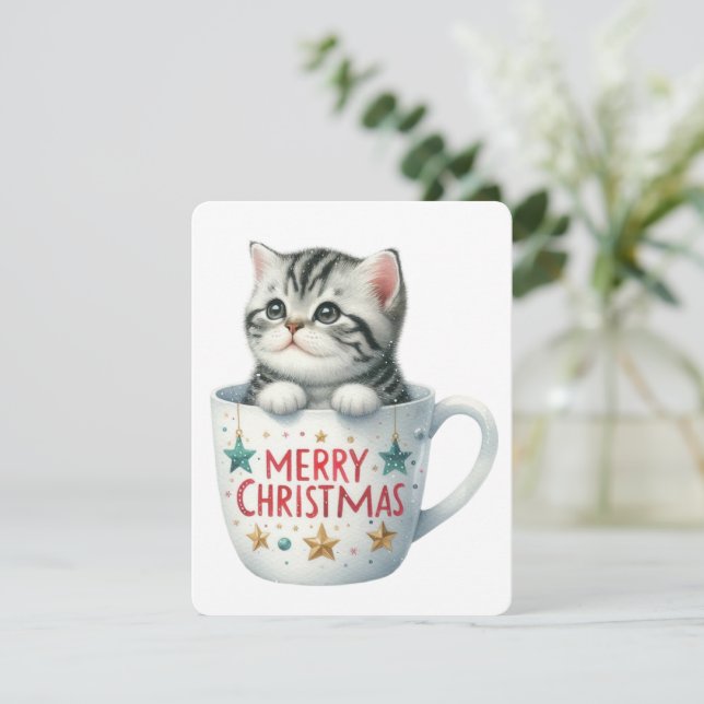 Feliz Gato De Navidad En Una Mug - Navidades (Anverso de pie)