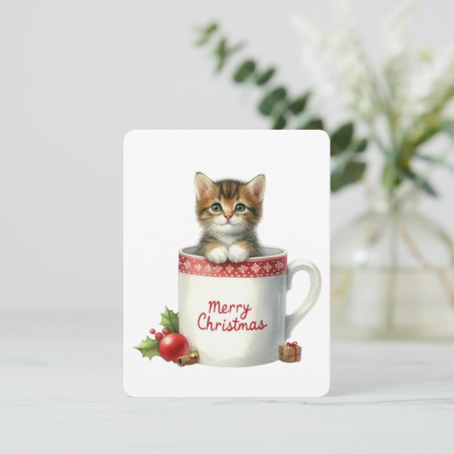 Feliz Gato De Navidad En Una Mug - Navidades (Anverso de pie)